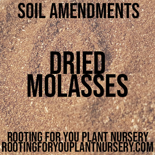 Dried Molasses Soil Amendment 8oz Volume Resealable Bags Organic - Oregon Licensed Nursery - Measured in 8oz Volume 6x9x3 Bag